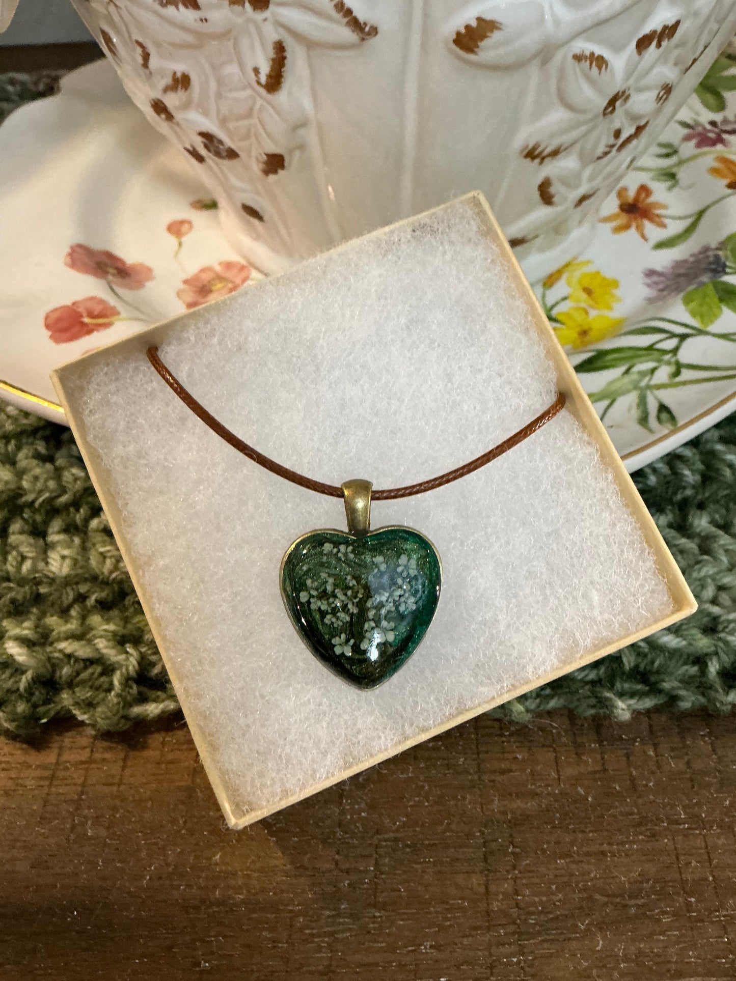 Heart Shaped Resin Pendant Necklace